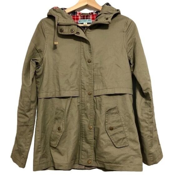 Aina Be Jackets & Blazers - AINA BE Long Sleeve Olive Green Zipper Up Button Up Utility Jacket Coat Size Sm